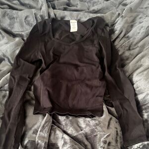 Wild Fable Black Ribbed Long Sleeve Tee